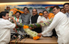 CHIEF MINISTER PRITHVIRAJ CHAVAN,MPCC PRESIDENT MANIKRAO THAKRE,MINISTER NARAYRNRAO RANE WELCOMED TO NCP LEADER SANDESH PARKAR JOINT CONGRESS PARTY AT GANDHI BHAVAN.