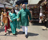 M.P. & EX.UNION MINISTER GURUDAS KAMAT WITH WIFE SMT.MARUKH KAMAT VISITED MAHALAXMI MANDIR
