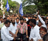 RPI PRESIDENT RAMDAS ATHAWALE IN RALLY AT BANDRA.