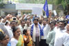 RPI Leader MP.Ramdas Athawale during Protest at Chembur Police Station against Malad Hooch Tragedy & illegal illict Liquor in Mumbai.