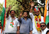 SWABHIMAN SANGHATANA PRESIDENT NITESH NARAYANRAO RANE IN RALLY OF CONGRESS-NCP & PRP CANDIDATE PRTHMESH KOLAMBKAR AT DADAR.