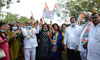Mumbai Mahila Congress"Peace Protest March" with Mask against BJP Shivsena Govt.on Issue of Fire at Deonar Dumping Ground. Mumbai Mahila Congress"Peace Protest March" with Mask against BJP Shivsena Govt.on Issue of Fire at Deonar Dumping Ground.
