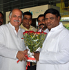 MP & EX.UNION MINISTER GURUDAS KAMAT & NEWLY APPOINTED MUMBAI CONGRESS PRESIDENT PROF. JANARDAN CHANDURKAR  AT MUMBAI AIRPORT.