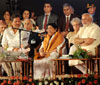 "Nightingale of India" Lata Mangeshkar & Gujarat Chief Minister Narendra Modi celebrates 51st anniversary recalls ' Aye Mere Watan Ke Logo' at Racecourse Mumbai.