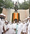 Congress Party Leaders Paying Floral Tribute to Lokmanya Bal Gangadhar Tilak at his Statue o Girgaon Chowpatty.