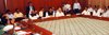 CHIEF MINISTER PRITHVIRAJ CHAVAN WITH UNION MINISTERS SHARAD PAWAR & SUSHILKUMAR SHINDE MEETING WITH MPs & MINISTERS AT SAHYADRI GUEST HOUSE.