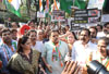 Mumbai Congress President Sanjaya Nirupam wth Team  Protest at Azad Maidan.
