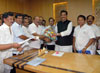 CHIEF MINISTER PRITHVIRAJ CHAVAN & MINISTER NARAYAN RANE AT VIDHAN BHAVAN.