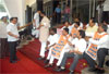 PROTEST BY MLA ON MARATHA RESERVATION ISSUE ON OCCASION MINISTER NARAYAN RANE AT VIDHAN BHAVAN.
