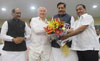 UNION HOME MINISTER & LOKSABHA LEADER SUSHILKUMAR SHINDE FELICITATED AT TILAK BHAVAN DADAR.