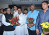 MINISTER MOHD.ARIF NASIM KHAN WELCOMES MINISTER K.REHMAN AT MUMBAI AIRPORT.