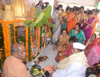 MRCC President Sanjay Nirupam with Wife Smt. Geeta Nirupam for Satyanarayan Mahapooja at Rajiv Gandhi Bhavan.