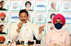 MRCC President Bhai Jagtap & working President Charansingh Sapra Press Conference at Rajiv Gandhi Bhavan.