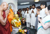 RPI Leader-Social Justice & Empowerment MOS Ramdas Athawale with wife Seematai Athawale & son Jeet at Chaitybhoomi Dadar.