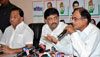 Congress Leaders P.Chidambaram  Narayanrao Rane & Ashokrao Chavan Press Conference at Gandhi Bhavan.