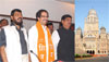 RAMDAS ATHAVLE, UDHAV THAKRE AND GOPINATH MUNDE IN PRESS CONFERENCE AT RANG SHARDA HALL AT BANDRA.