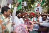 Congress Party Leaders & Karyakartas Protest at Tilak Bhavan & Rajiv Gandhi Bhavan against BJP Govt.on issue of arresting Priyanka Gandhi in UP.