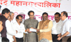 Finance Minister Sudhir Mungantiwar hand over GST Cheque to ShivSena Chief Uddhav Thackarey.