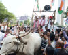 Mumbai Congress Protest Bullock Cart Rally against Petrol & Diesel Price Hike at Mumbai CST.