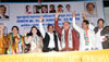 Congress Party Leader Gurudas Kamat & Narayanrao Rane during Election Campaign in Mumbai.
