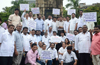 NCP Mumbai President Sachin Ahir Protest near Gandhi Statue at Mantralay.