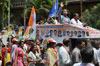 South Mumbai Congress/NCP/PRP (Kawade) Republican Party of India(Democratic)Alliance MP.Candidate Milind Deora Election Campaign Rally at Colaba Assembly Area.