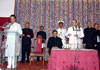 PRESIDENT OF INDIA SMT.PRATIBHA DEVISINGH PATIL, SHRI P.CHIDAMBRAM,HON'BLE UNION HOME MINISTER & UNION MINSTER OF HOME & COMMUNICATIONS AND INFORMATION TECHNOLOGY SHRI GURUDAS KAMAT AT RASHTRAPATI BHAVAN.