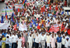 PRAKASH AMBEDKAR'S MAHARASHTRA LOKSHAHI AGHADI PROTEST RALLY IN MUMBAI.