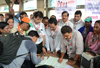 Mumbai Congress Signature Campaign Against Metro Fare Hike at Andheri Metro Station.