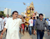 MRCC President Sanjay Nirupam during Ambe Mata Idol Immersion in Andheri Mumbai. MRCC President Sanjay Nirupam during Ambe Mata Idol Immersion in Andheri Mumbai.